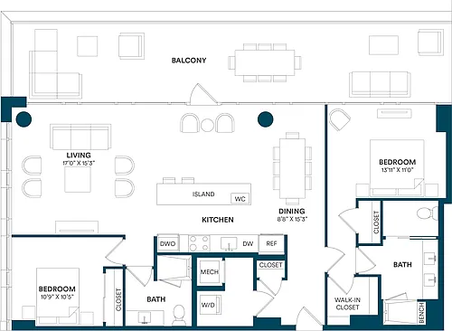 Floor plan 2 Bed/2 Bath-B2 06 08