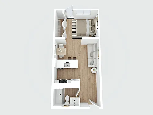 Floor plan 1 Bed + 1 Bath (Bachelor+)