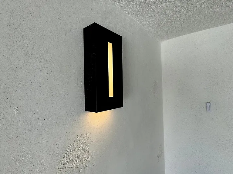 modern lights on exterior.