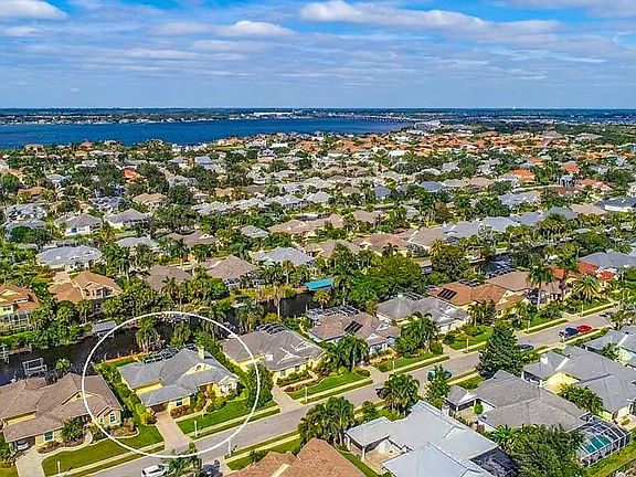 Aerial Saltwater Canal and House View, circled.