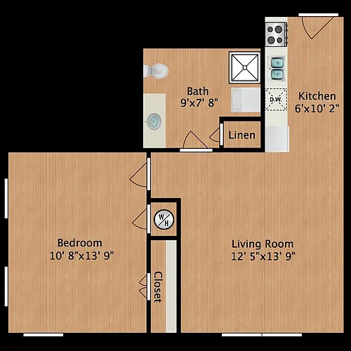 Floor plan Village Solars One Bed
