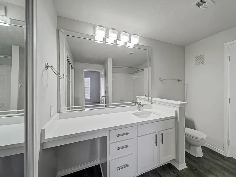Elevate your daily routine in our apartment bathroom