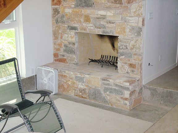 Fireplace in sunken den