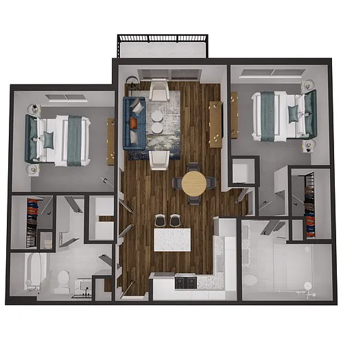 Floor plan 2x2 - 1068 sqft