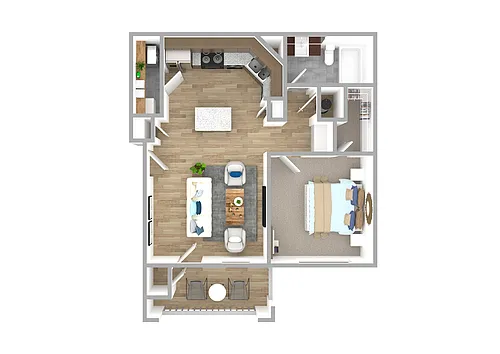 Floor plan A1 Piedmont - 1 Bedroom, 1 Bathroom