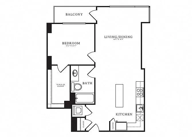 Floor plan 1 Bed/1 Bath-B7