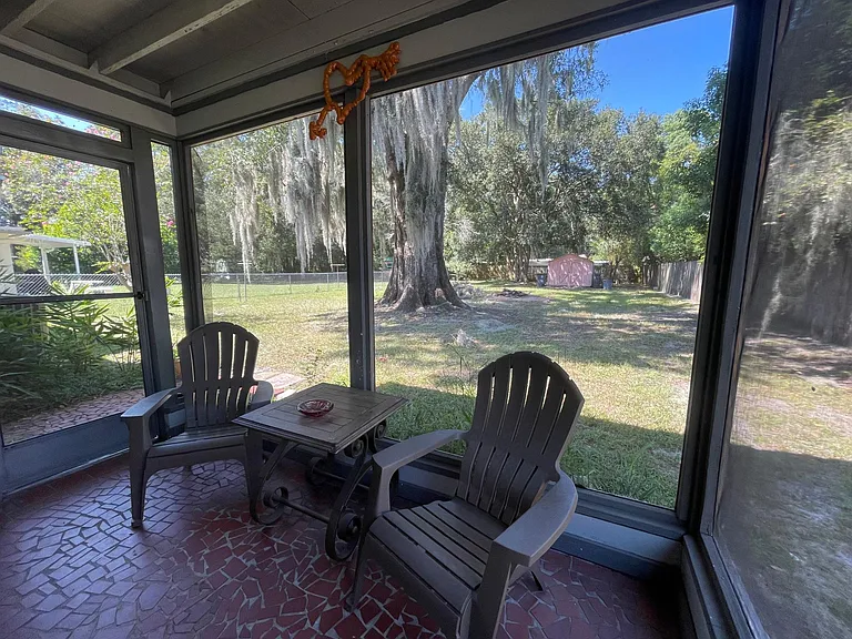 another view of porch and back yard