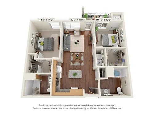Floor plan Two Bedroom - B1
