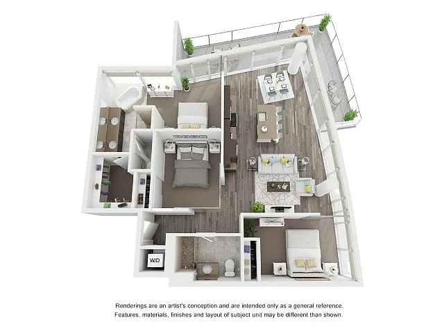 Floor plan 3 Bed 2 Bath D1