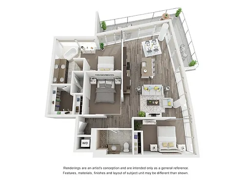 Floor plan 3 Bed 2 Bath D1