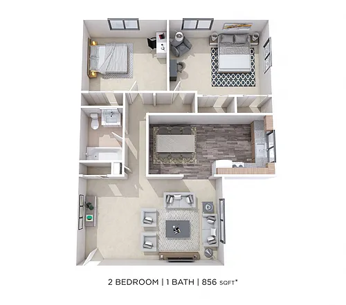 Floor plan Two Bedroom - 856 sqft