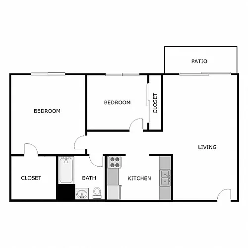 Floor plan 2 Bed 1 Bath