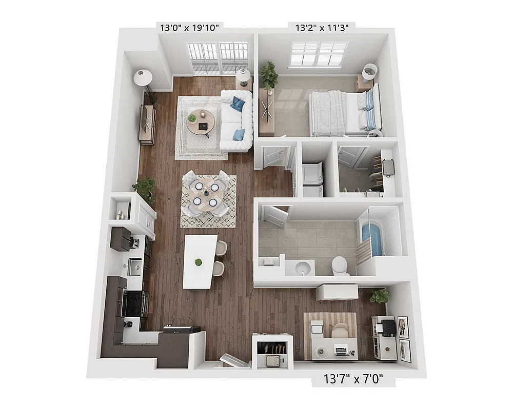 Floor plan One Bedroom A1C