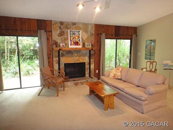 Stone fireplace in great room