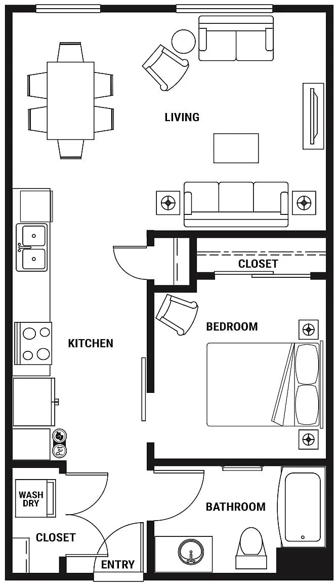 Floor plan U3 Open One Bed