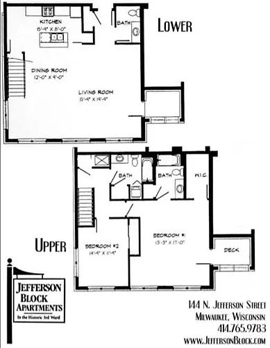 Floor plan 2 Bed / 2.5 Bath - 1,645 SF