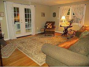 family room, wood stove