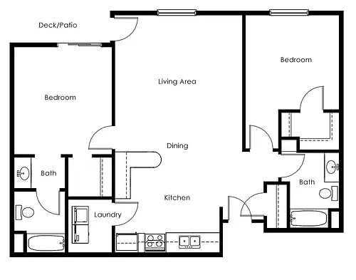 Floor plan 2 Bed 2 Bath | 1200 sqft