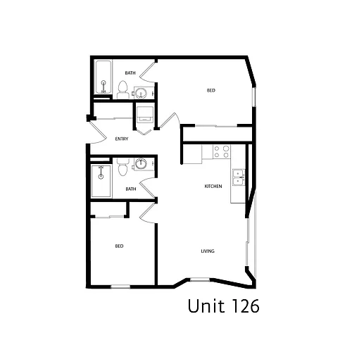 Floor plan 2 Bed 2 Bath - Type 15