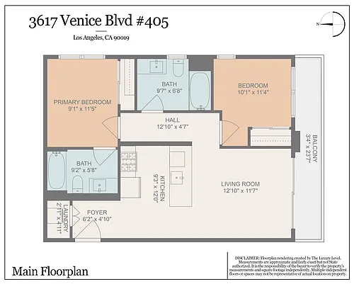 Floor plan Luxury Two-Bedroom Balcony Residence