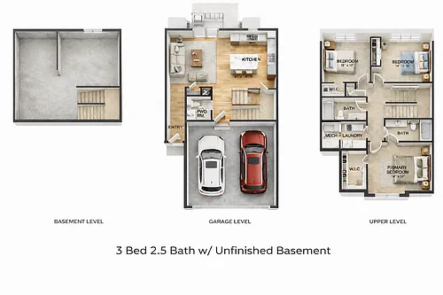 Floor plan 3 Bed 2.5 Bath w/ Unfinished Basement