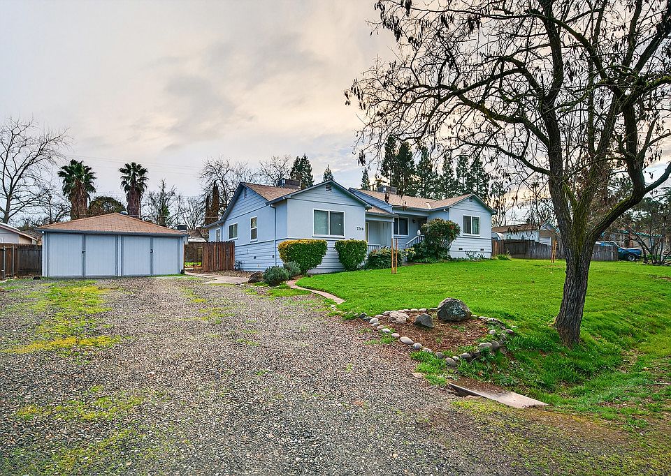 Garage, driveway and yard