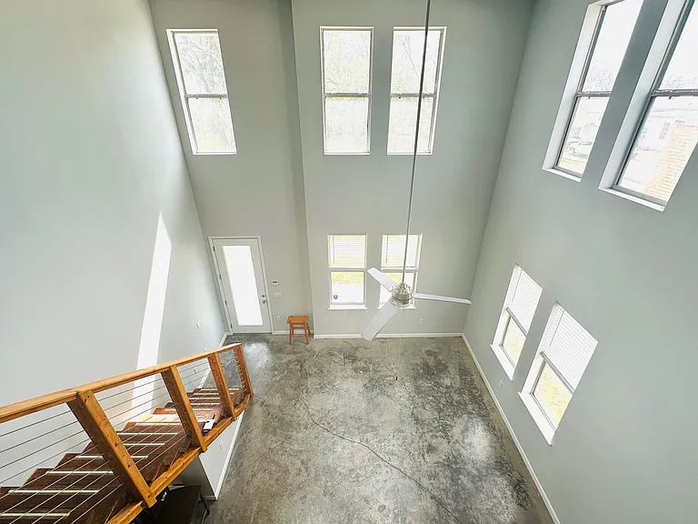 View from loft area - 25 foot ceilings