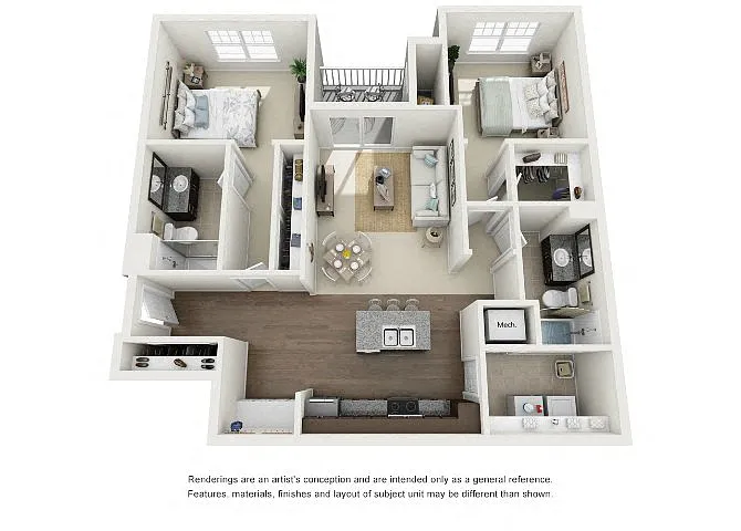 Floor plan Armond, 2 Bed, 2 Bath