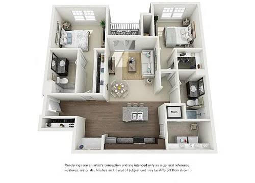 Floor plan Armond, 2 Bed, 2 Bath