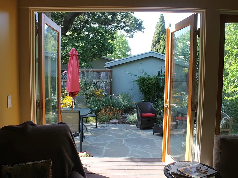 View of the back yard and patio