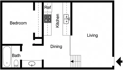 Floor plan 1 Bedroom 1 Bath Split Level