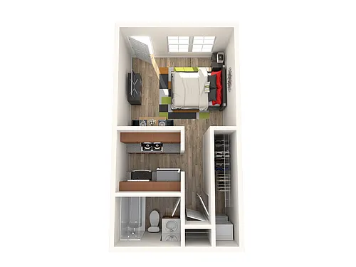 Floor plan 0 Bed, 1 Bath