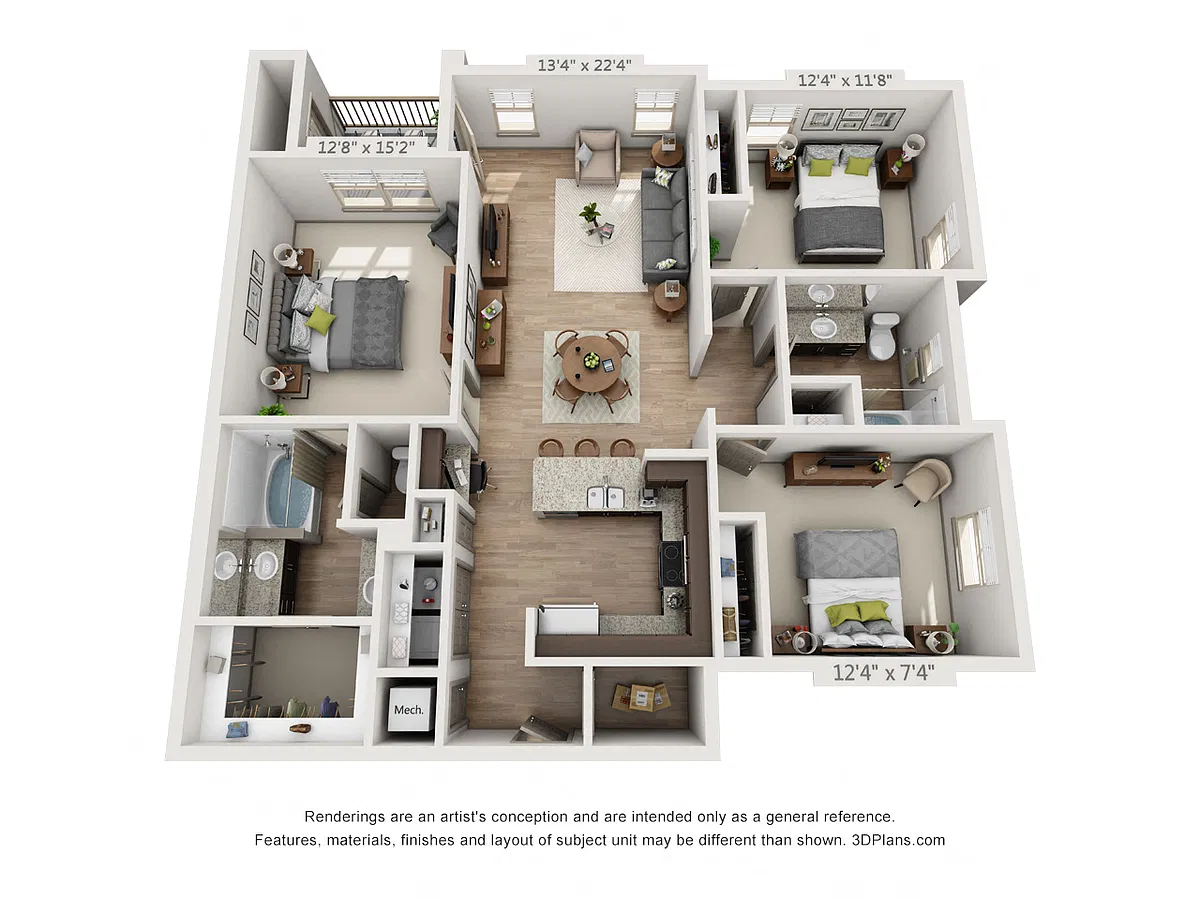 Floor plan Morehouse with 2 Car Garage Tandem