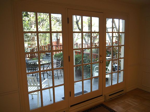 Large, secure, private patio maintained by gardener. Room for personal plants. Patio furniture included.