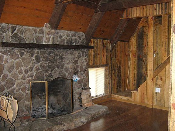 Custom rock fireplace wood
