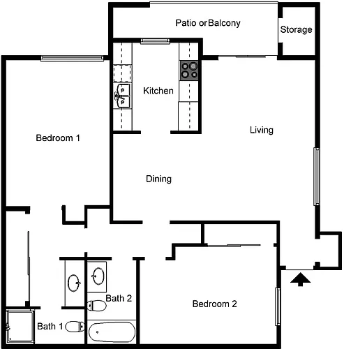 Floor plan 2 Bedroom 2 Bath