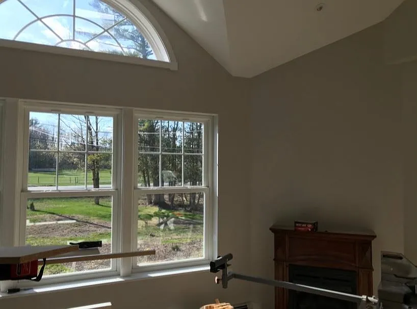 view from cathedral ceiling living room window