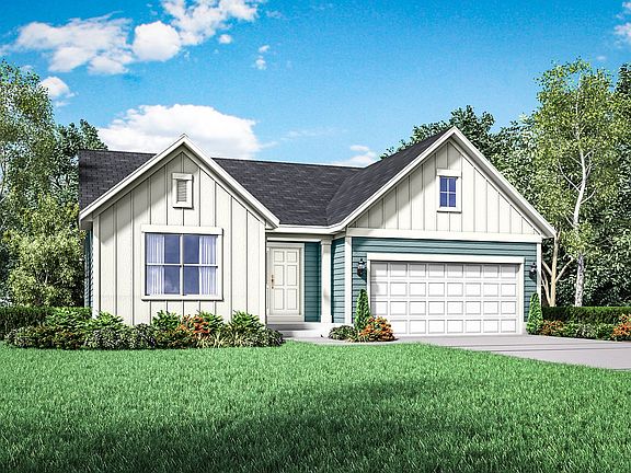 Camden Farmhouse exterior elevation rendering by William Ryan Homes