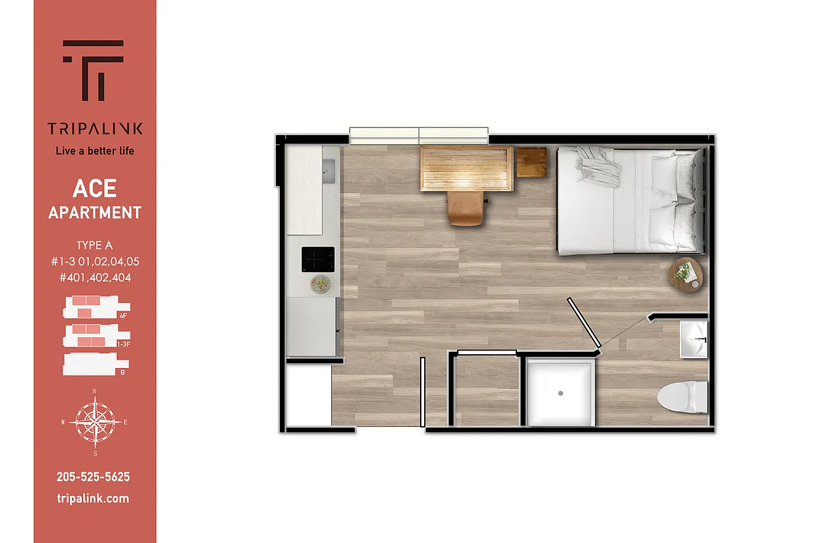 Floor plan Studio - 234 sqft