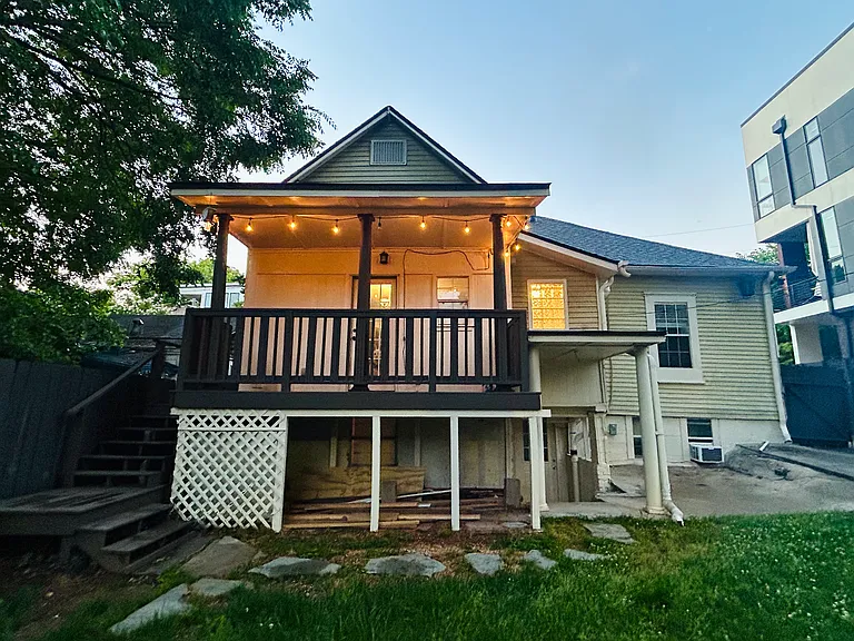 Back of the house (garden lights on back porch)