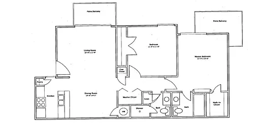 Floor plan 2 Bedroom 2 Bathroom - A1- Standard