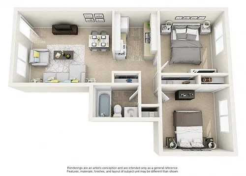 Floor plan 2 Bed 1 Bath