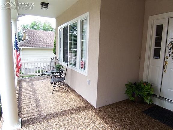 Front porch, with view of pikes peak