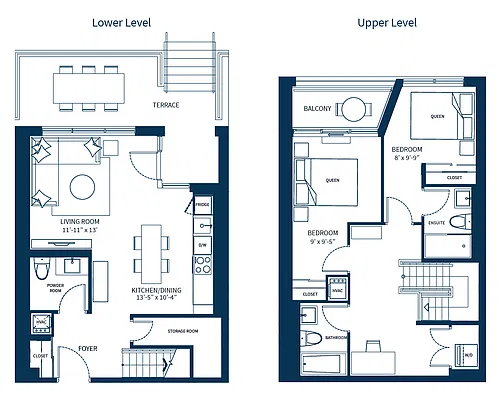 Floor plan Two Bedroom Townhome