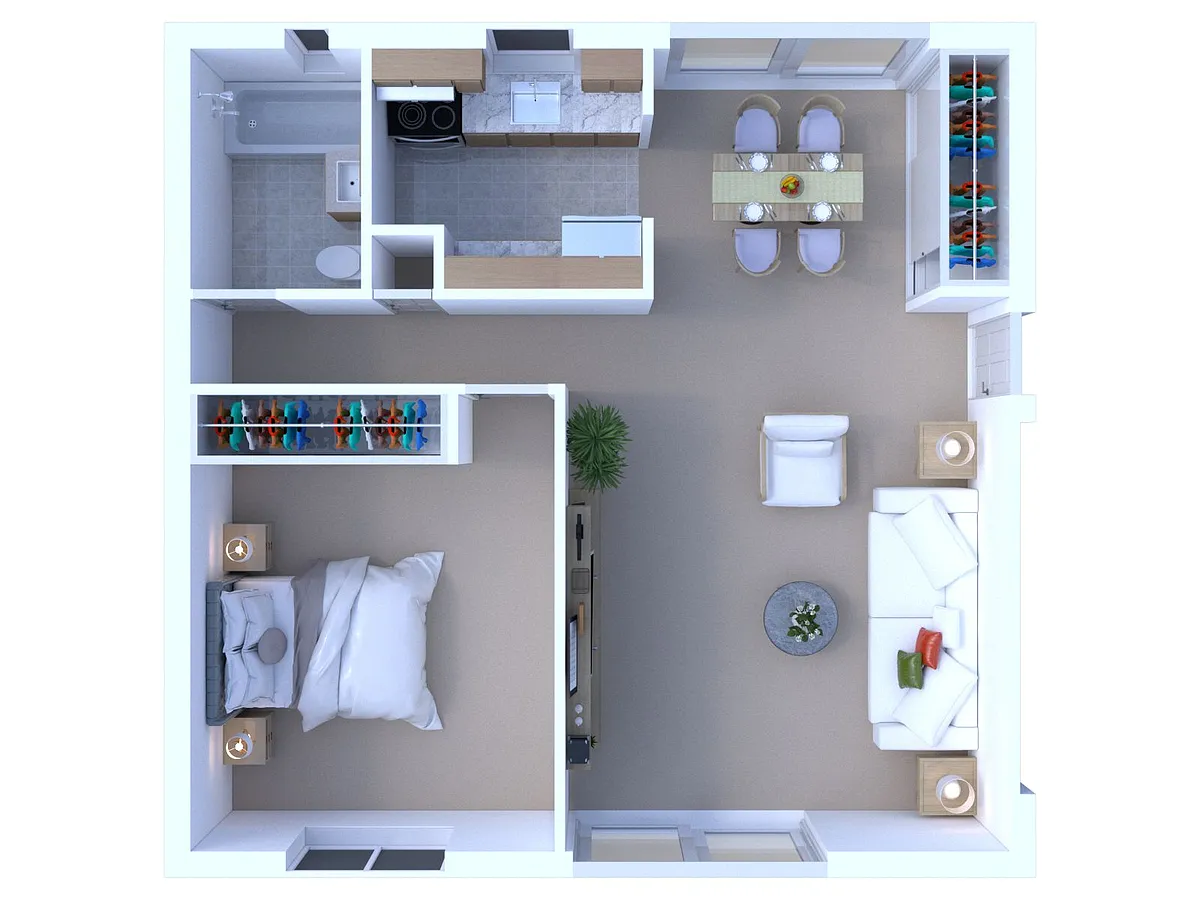 Floor plan 1 Bed 1 Bath | Classic