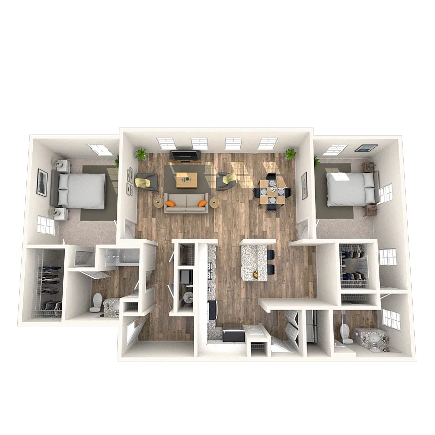 Floor plan Traditional 2x2 1246-1369 SF