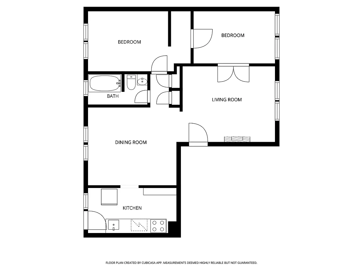 Floor plan Jared 2 Bedroom 1 Bath E