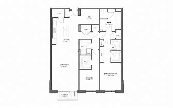 Floor plan 2BR OO Den
