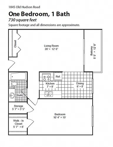 Floor plan 1 Bedroom 1 Bath