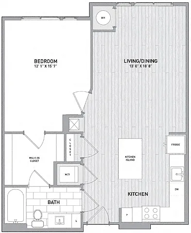 Floor plan 1 BED 1 BATH - 793